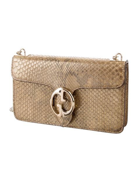 Python handbag Gucci Silver in Python 